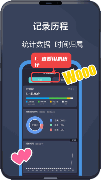 查看用机数据统计。