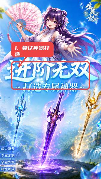 生灵怒教程图:第四步,尝试神器打造与仙缘玩法。 尝试神器打造与仙缘玩法。
