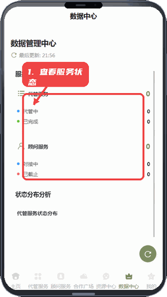 AGATUC教程图:第五步,查看服务状态。 查看服务状态。