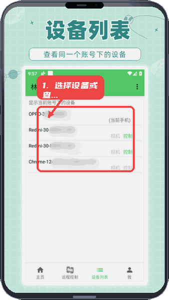选择设备或查看摄像头。