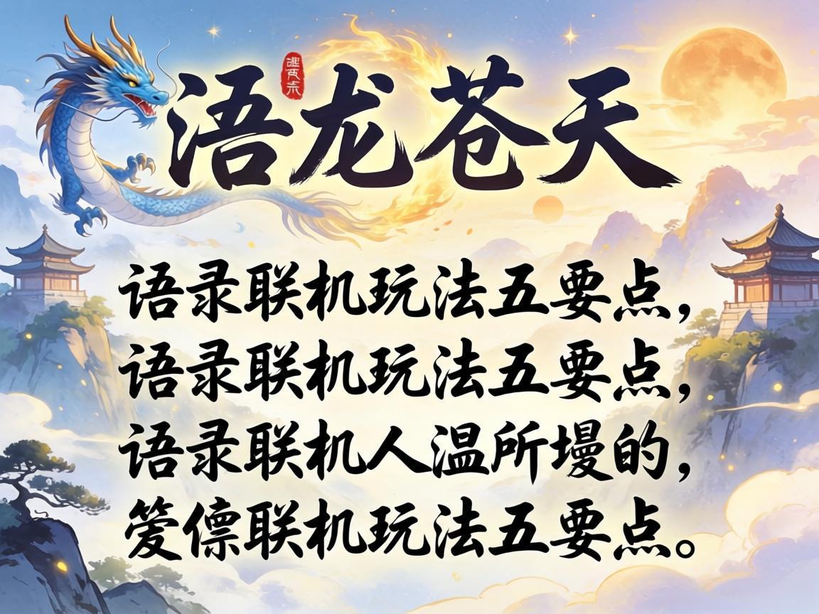 卧龙苍天语录联机玩法五要点